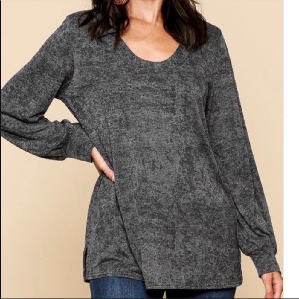 Women's Gray Long Sleeve Top